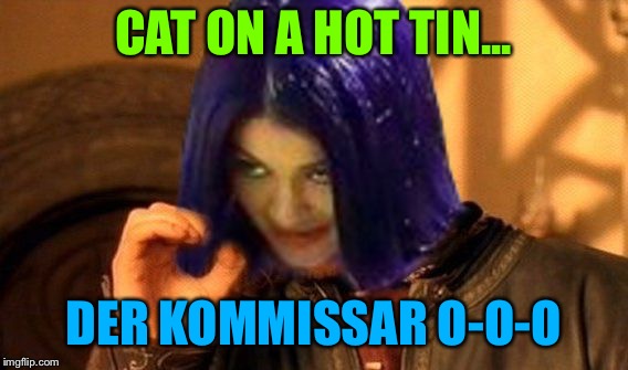 Kylie Does Not Simply | CAT ON A HOT TIN... DER KOMMISSAR O-O-O | image tagged in kylie does not simply | made w/ Imgflip meme maker