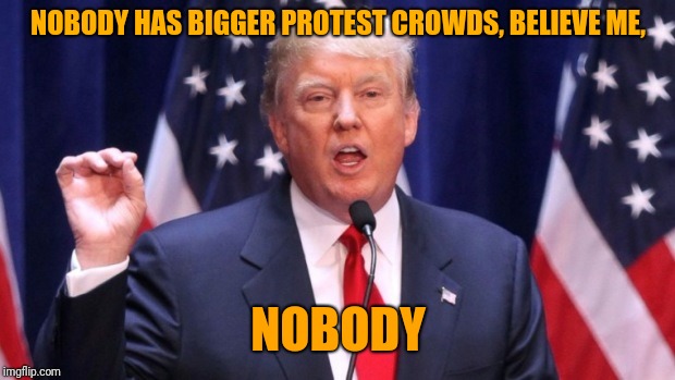 NOBODY HAS BIGGER PROTEST CROWDS, BELIEVE ME, NOBODY | made w/ Imgflip meme maker