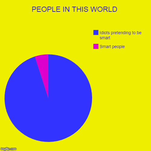 PEOPLE IN THIS WORLD | Smart people , Idiots pretending to be smart | image tagged in funny,pie charts | made w/ Imgflip chart maker