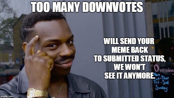 Roll Safe Think About It Meme | TOO MANY DOWNVOTES WILL SEND YOUR MEME BACK TO SUBMITTED STATUS, WE WON'T SEE IT ANYMORE. | image tagged in memes,roll safe think about it | made w/ Imgflip meme maker
