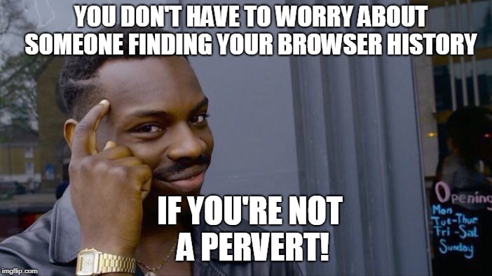 Roll Safe Think About It Meme | YOU DON'T HAVE TO WORRY ABOUT SOMEONE FINDING YOUR BROWSER HISTORY IF YOU'RE NOT A PERVERT! | image tagged in memes,roll safe think about it,delete,browser history,pervert | made w/ Imgflip meme maker