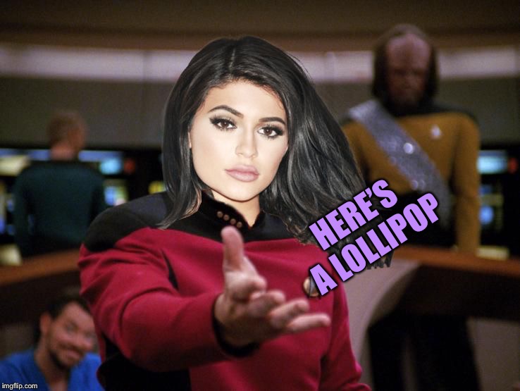 Kylie on Deck | HERE’S A LOLLIPOP | image tagged in kylie on deck | made w/ Imgflip meme maker