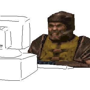 Quake Ranger on computer Blank Meme Template