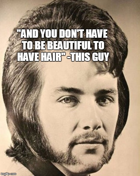 "AND YOU DON'T HAVE TO BE BEAUTIFUL TO HAVE HAIR" -THIS GUY | made w/ Imgflip meme maker