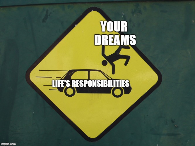 Don't Get Hit | YOUR DREAMS; LIFE'S RESPONSIBILITIES | image tagged in don't get hit | made w/ Imgflip meme maker