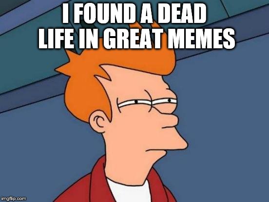 Futurama Fry Meme | I FOUND A DEAD LIFE IN GREAT MEMES | image tagged in memes,futurama fry | made w/ Imgflip meme maker
