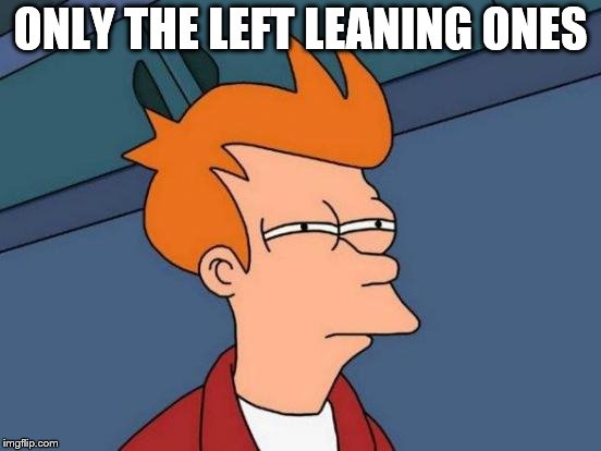 Futurama Fry Meme | ONLY THE LEFT LEANING ONES | image tagged in memes,futurama fry | made w/ Imgflip meme maker