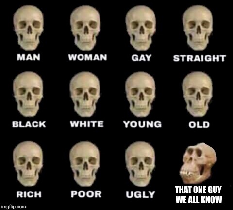 idiot skull | THAT ONE GUY WE ALL KNOW | image tagged in idiot skull | made w/ Imgflip meme maker