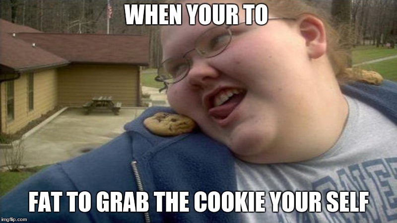fat lavy woman | WHEN YOUR TO; FAT TO GRAB THE COOKIE YOUR SELF | image tagged in yo mamas so fat | made w/ Imgflip meme maker