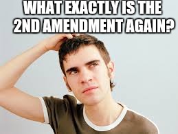 confused teen | WHAT EXACTLY IS THE 2ND AMENDMENT AGAIN? | image tagged in confused teen | made w/ Imgflip meme maker