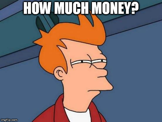 Futurama Fry Meme | HOW MUCH MONEY? | image tagged in memes,futurama fry | made w/ Imgflip meme maker