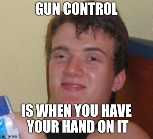 10 Guy Meme | GUN CONTROL; IS WHEN YOU HAVE YOUR HAND ON IT | image tagged in memes,10 guy | made w/ Imgflip meme maker