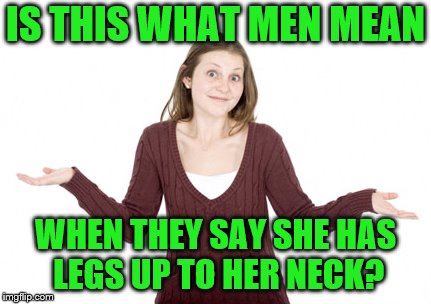 IS THIS WHAT MEN MEAN WHEN THEY SAY SHE HAS LEGS UP TO HER NECK? | made w/ Imgflip meme maker