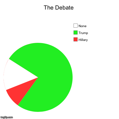 The Debate | Hillary, Trump, None | image tagged in funny,pie charts | made w/ Imgflip chart maker