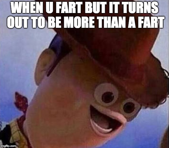 Derp Woody | WHEN U FART BUT IT TURNS OUT TO BE MORE THAN A FART | image tagged in derp woody | made w/ Imgflip meme maker