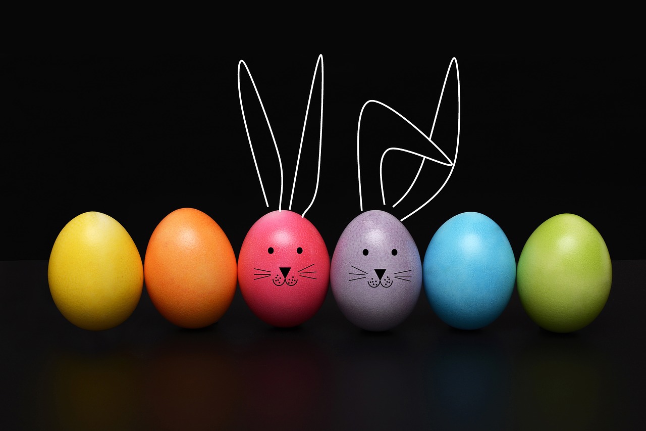 Bunny Easter eggs Blank Meme Template