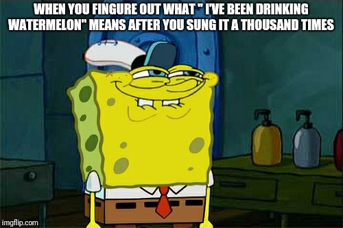 Don't You Squidward Meme | WHEN YOU FINGURE OUT WHAT " I'VE BEEN DRINKING WATERMELON" MEANS AFTER YOU SUNG IT A THOUSAND TIMES | image tagged in memes,dont you squidward | made w/ Imgflip meme maker