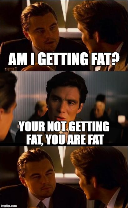 Inception | AM I GETTING FAT? YOUR NOT GETTING FAT, YOU ARE FAT | image tagged in memes,inception | made w/ Imgflip meme maker