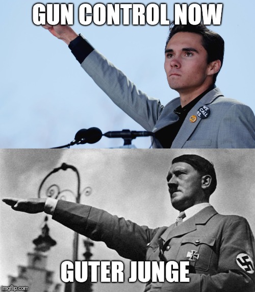 Gun control now says the useful idiot | GUN CONTROL NOW; GUTER JUNGE | image tagged in david hogg,gun control,2nd amendment,molon labe,useful idiots | made w/ Imgflip meme maker