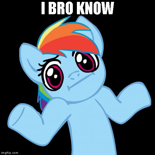 Pony Shrugs Meme | I BRO KNOW | image tagged in memes,pony shrugs | made w/ Imgflip meme maker