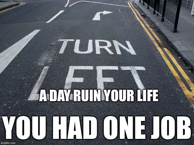 A DAY RUIN YOUR LIFE; YOU HAD ONE JOB | image tagged in you had one job | made w/ Imgflip meme maker