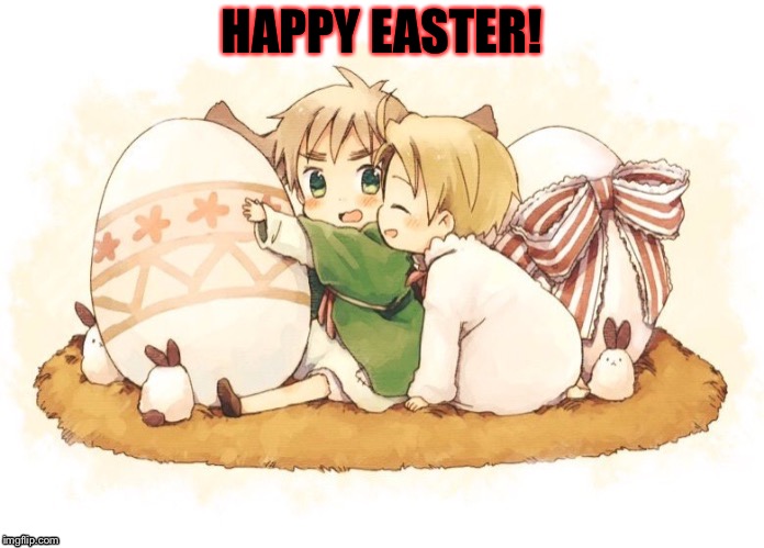 Anime Easter event March 31-April 8 2018 a Masqurade_/Masq and Dancer_12/Dancer event! | HAPPY EASTER! | image tagged in memes,masqurade_,meme,easter week,hetalia,chibitalia | made w/ Imgflip meme maker