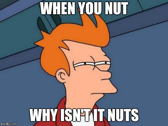 Futurama Fry Meme | WHEN YOU NUT; WHY ISN'T IT NUTS | image tagged in memes,futurama fry | made w/ Imgflip meme maker