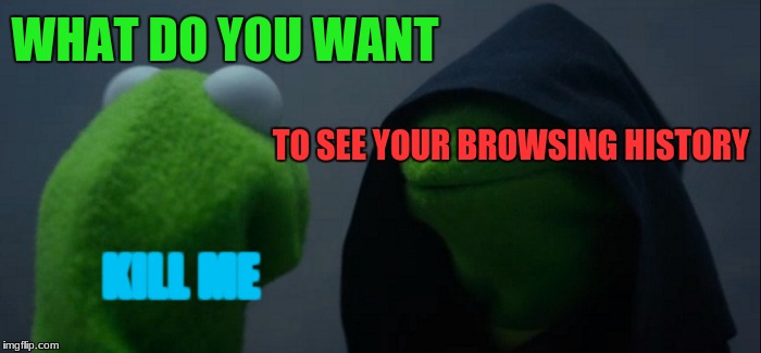 Browser History | WHAT DO YOU WANT; TO SEE YOUR BROWSING HISTORY; KILL ME | image tagged in memes,evil kermit | made w/ Imgflip meme maker