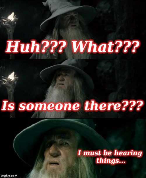 Confused Gandalf Meme | Huh??? What??? Is someone there??? I must be hearing things... | image tagged in memes,confused gandalf | made w/ Imgflip meme maker