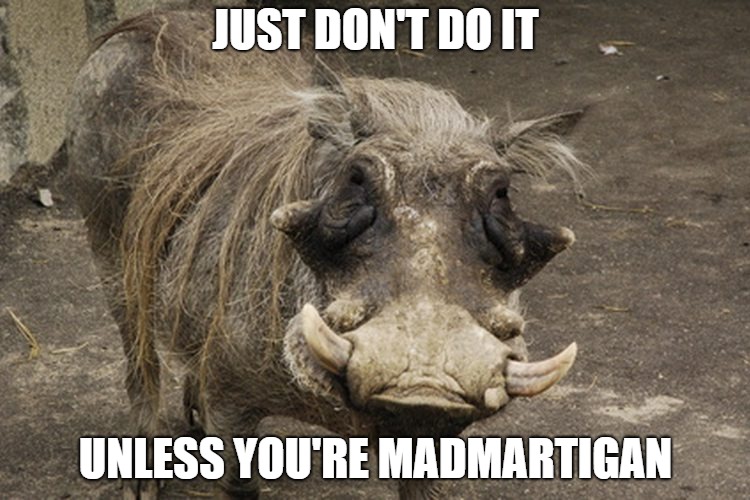 boar hog | JUST DON'T DO IT; UNLESS YOU'RE MADMARTIGAN | image tagged in boar hog | made w/ Imgflip meme maker