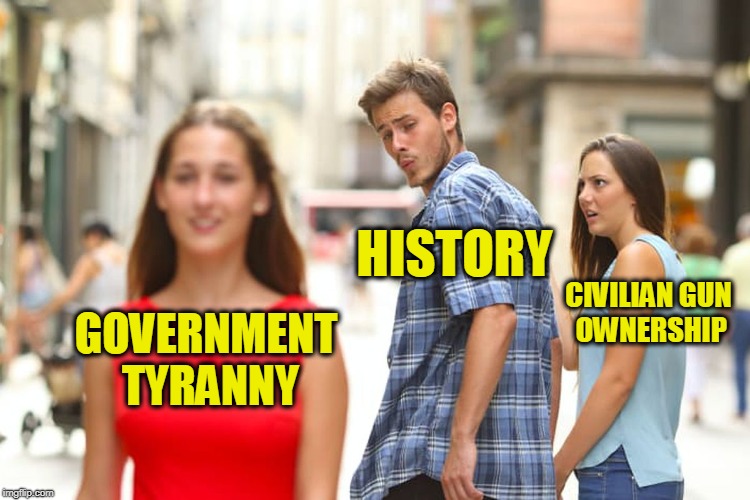 Freedom is Never More than 1 Generation Away from Extinction | HISTORY; CIVILIAN GUN OWNERSHIP; GOVERNMENT TYRANNY | image tagged in memes,distracted boyfriend | made w/ Imgflip meme maker