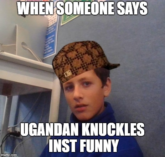 WHEN SOMEONE SAYS; UGANDAN KNUCKLES INST FUNNY | image tagged in ugandan knuckles | made w/ Imgflip meme maker