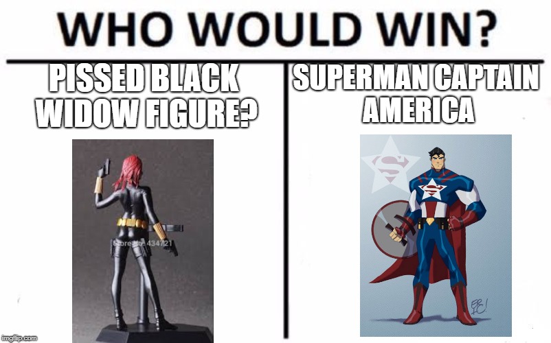 Who Would Win? | SUPERMAN CAPTAIN AMERICA; PISSED BLACK WIDOW FIGURE? | image tagged in memes,who would win | made w/ Imgflip meme maker