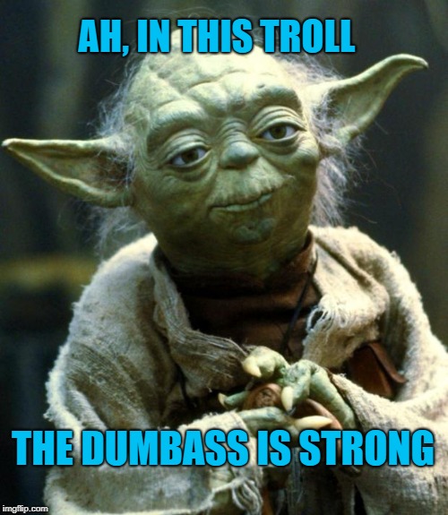 Some trolls on social media are armatures at trolling and deserve to be told so by Yoda | AH, IN THIS TROLL; THE DUMBASS IS STRONG | image tagged in memes,star wars yoda,trolls,trolling,trolling the troll,dumbass | made w/ Imgflip meme maker