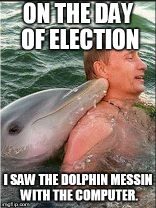 ON THE DAY OF ELECTION I SAW THE DOLPHIN MESSIN WITH THE COMPUTER. | made w/ Imgflip meme maker