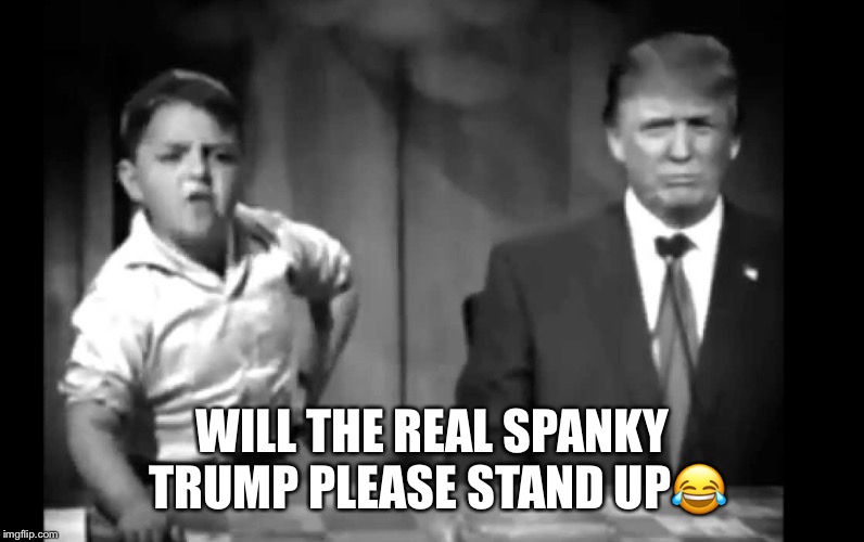 Spanky Trump  | WILL THE REAL SPANKY TRUMP PLEASE STAND UP😂 | image tagged in spanky trump,donald trump,stormy daniels,lol | made w/ Imgflip meme maker