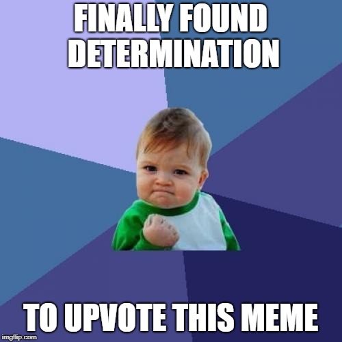 Success Kid Meme | FINALLY FOUND DETERMINATION TO UPVOTE THIS MEME | image tagged in memes,success kid | made w/ Imgflip meme maker