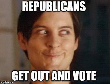 Spiderman Peter Parker Meme | REPUBLICANS; GET OUT AND VOTE | image tagged in memes,spiderman peter parker | made w/ Imgflip meme maker