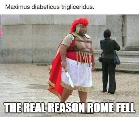 Rome Fell | THE REAL REASON ROME FELL | image tagged in rome,fat,swords | made w/ Imgflip meme maker