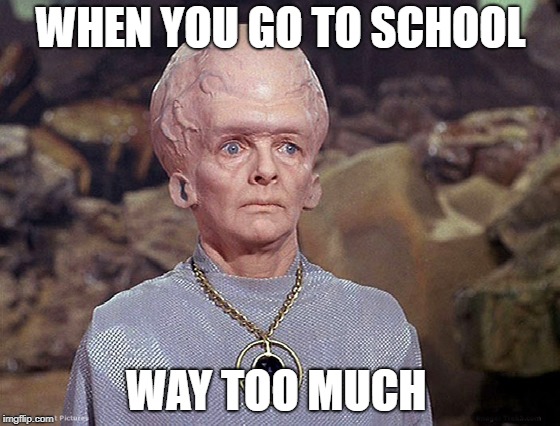 Big Brain | WHEN YOU GO TO SCHOOL; WAY TOO MUCH | image tagged in big brain | made w/ Imgflip meme maker