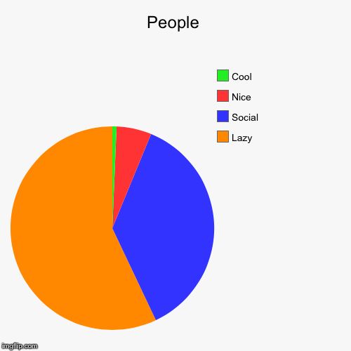 People | Lazy, Social, Nice, Cool | image tagged in funny,pie charts | made w/ Imgflip chart maker
