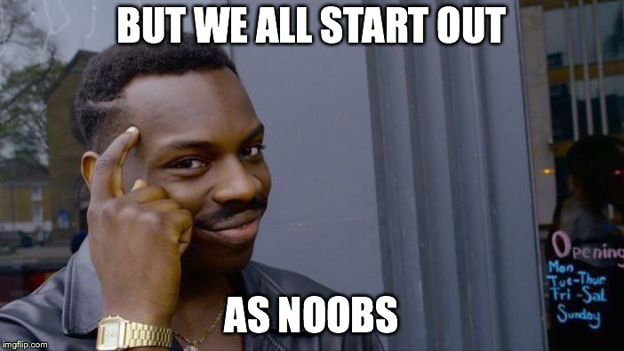 Roll Safe Think About It Meme | BUT WE ALL START OUT AS NOOBS | image tagged in memes,roll safe think about it | made w/ Imgflip meme maker