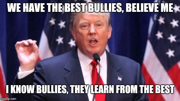 WE HAVE THE BEST BULLIES, BELIEVE ME I KNOW BULLIES, THEY LEARN FROM THE BEST | made w/ Imgflip meme maker