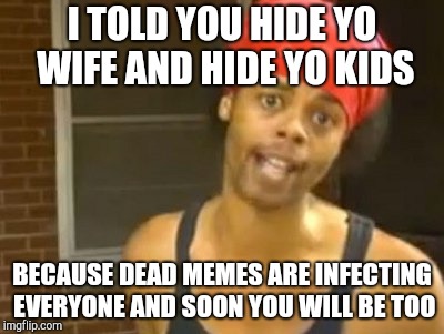 Hide Yo Kids Hide Yo Wife Meme | I TOLD YOU HIDE YO WIFE AND HIDE YO KIDS; BECAUSE DEAD MEMES ARE INFECTING EVERYONE AND SOON YOU WILL BE TOO | image tagged in memes,hide yo kids hide yo wife | made w/ Imgflip meme maker