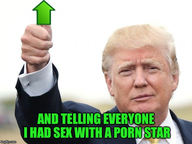 Trump Upvote | AND TELLING EVERYONE I HAD SEX WITH A PORN STAR | image tagged in trump upvote | made w/ Imgflip meme maker