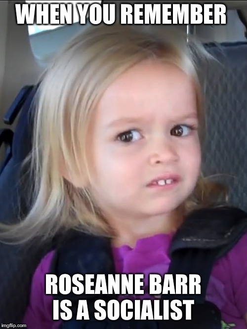 How long before the show goes full liberal? | WHEN YOU REMEMBER; ROSEANNE BARR IS A SOCIALIST | image tagged in awkward face meme,roseanne,liberals,donald trump | made w/ Imgflip meme maker