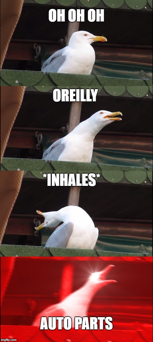 Inhaling Seagull Meme | OH OH OH; OREILLY; *INHALES*; AUTO PARTS | image tagged in memes,inhaling seagull | made w/ Imgflip meme maker