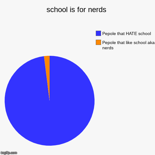 school is for nerds | Pepole that like school aka nerds, Pepole that HATE school | image tagged in funny,pie charts | made w/ Imgflip chart maker