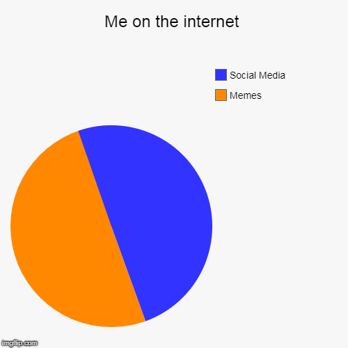 me irl | Me on the internet | Memes, Social Media | image tagged in funny,pie charts,memes,me irl,pie,internet | made w/ Imgflip chart maker