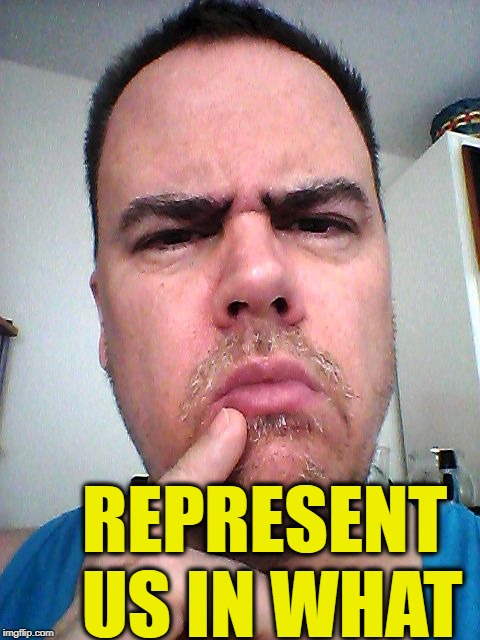 puzzled | REPRESENT US IN WHAT | image tagged in puzzled | made w/ Imgflip meme maker